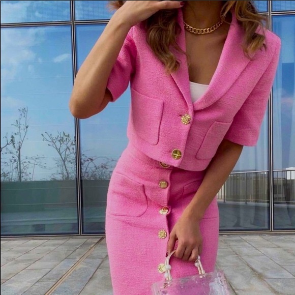 zara pink tweed jacket
